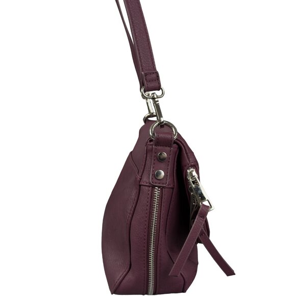 Crossbody Bag Plum Purple Faux Leather Adjustable Strap - Picture 4 of 12